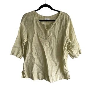 J. JILL Linen Striped Tunic Popover Shirt Blouse L